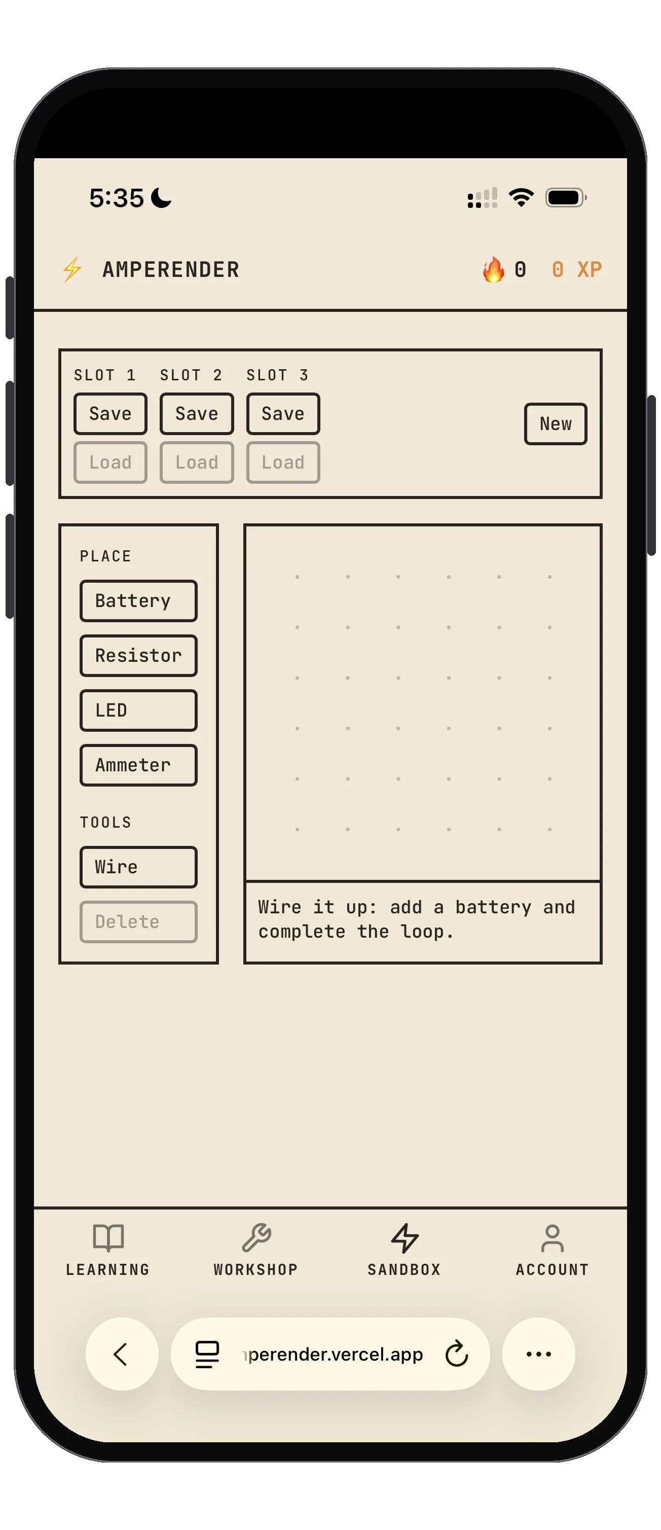 Amperender sandbox on iPhone